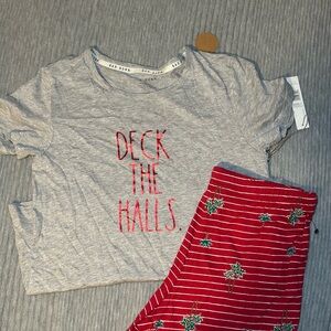 Rae Dunn 'Deck the Halls' T-Shirt and Red Pajama Set